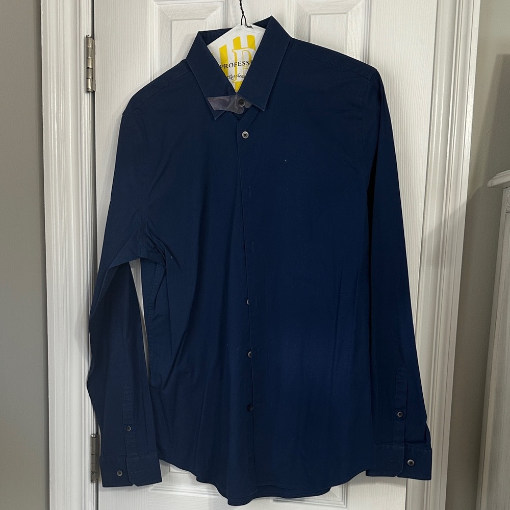 Express 1MX Navy Dress Shirt